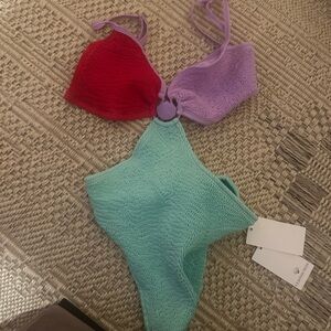 Clone Swim Hamptonw Vibrant Red, Purple, and Blue Women's One Piece Swimsuit